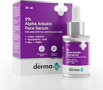 The Derma Co 2% Alpha Arbutin Face Serum for Dark Spots, Blemishes & Uneven Skin Tone | With Hyaluronic Acid | Prevents Hyperpigmentation & Premature Aging | For All Skin Types – 30ml
