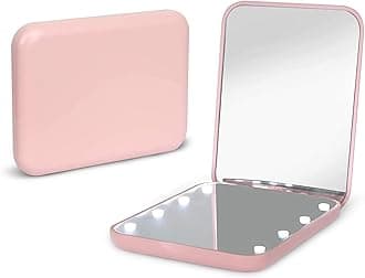 Pocket Mirror, LED Makeup Mirror, 1X/3X Magnification, Compact Mirror with Light, Pocket Mirror, Foldable Handheld Mirror, Compact Mirror with Light for Gift, Pink