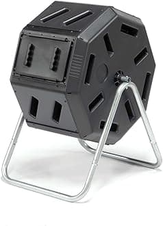 FCMP Outdoor IM2000 Tumbling Composter, Made in Canada, 100% Recycled Resin - Outdoor Rotating Compost Tumbler Bin for Garden, Kitchen, Garden Waste, Black (22 Gallon)