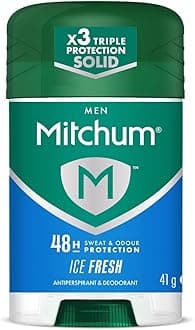 Revlon Mitchum Men Triple Odor Defense 48HR Protection Stick Deodorant & Anti-Perspirant, Ice Fresh, 41 g
