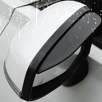 Pincuttee 2PC Side Mirror Visor Rain Guards,Car Rear View Mirror Rain Cover,Silicone Rain Shield,Mirror Cover Rubber Visor Guard(Solid-Black,2Pack)