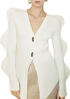 URBAN REVIVO Women's Knit Cardigan Sweaters Long Sleeve Button Down Open Front Casual Outwear Trendy 2025