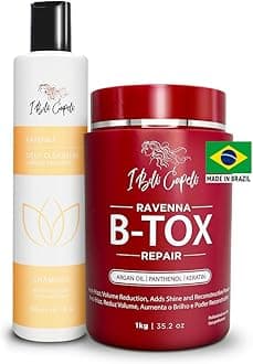 Ravenna Repair B-tox Hair Treatment Kit- Hair B-tox 1kg/35.02 oz+ Anti-Residue Shampoo 300ml/10.1 fl.oz- Set of B-tox Capilar Para el Cabello & Clarifying Shampoo for Longer Effect