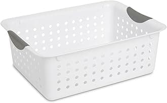 Sterilite Medium Ultra Basket, Storage Bin to Organize Closets, Cabinets, Pantry, Shelving and Countertop Space, White, 12-Pack