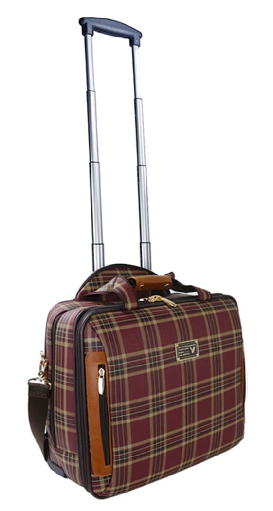 Dahongying PU Leather Fixed Casters Code Lock Carry-ons Business Trolley Suitcase - Red Plaid