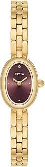 FIYTA Gold Pea Series Women's Watch, Oval Case, Adjustable Stainless Steel Bracelet or Leather Band, Wrapped by Stylish Gift Box, Elegant Present Watch for Women