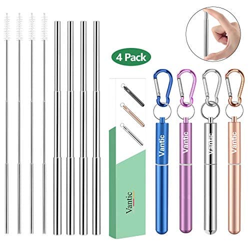 Vantic Reusable Travel Straws with Removable Case