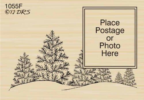 Winter Tree Postage Frame Rubber Stamp by DRS Designs