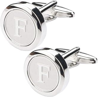 Dannyshi Men's Classic Stainless Steel Initial Cufflinks 26 Letters Business Wedding Shirts A-Z
