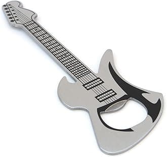 Guitar Bottle Opener - Heavy Duty Stainless Steel Flat Bar Blade - Beer Cap Remover | Pub & Home Bar Accessory - Pocket Size Kitchen Gadgets - Novelty Gift for Men & Music Lovers - Rock n Roll
