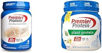 Premier ProteinPowder Bundle - Vanilla Milkshake Whey, 30g Protein, 17 Servings & Vanilla Plant Protein, 25g Protein, 15 Servings