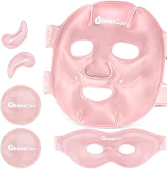 Ice Face Eye Mask for Dark Circles and Puffiness Cold Warm Compress, Gel Cold Cooling Face Mask Package for Women and Men, Migraines, Headache, Stress and Relaxation, Pink