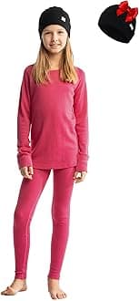 Merino Wool Base Layer Kids Set - Midweight Unisex Merino Wool Thermal Underwear For Kids Top, Bottom, Cuff Beanie
