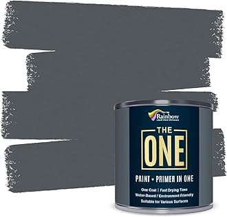THE ONE All-In-One Paint & Primer - Dark Grey Gloss, 33.8 Fl Oz/1 Liter | 1 Coat Formula | Easy Indoor & Outdoor Decorating for Home & Garden Walls, Floors & Furniture | Water-Based & Low VOC
