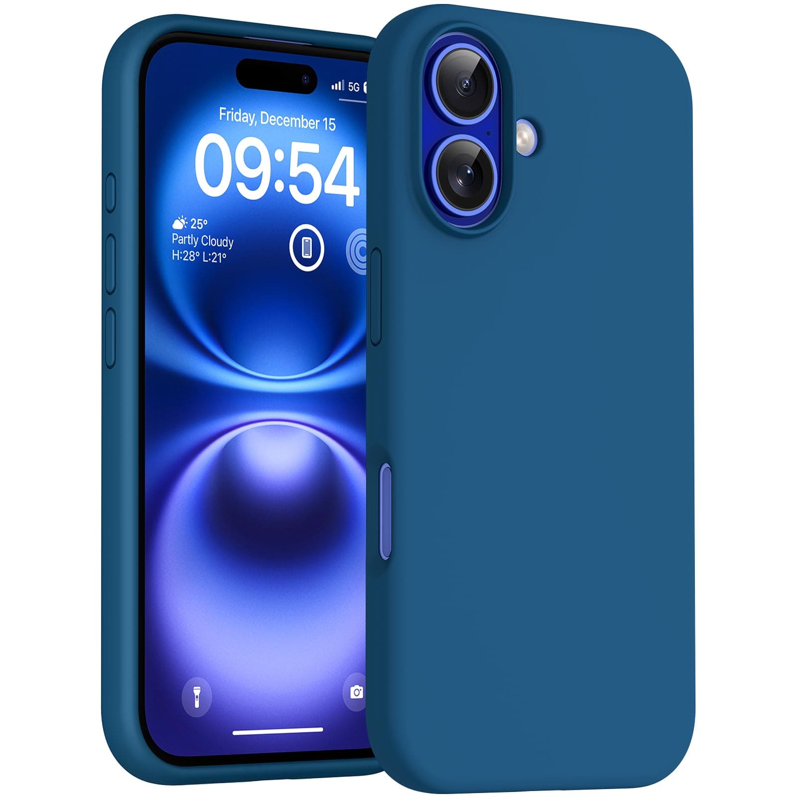 TOCOL Silicone for iPhone 16 Case 6.1-Inch, Liquid Silicone Multi-Color Slim Silky-Soft Touch Anti-Scratch Shockproof Protective Phone Cover, Midnight Blue