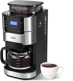 Gevi 10-Cup Drip Coffee Maker with Built-in Burr Grinder & Programmable Timer, 1.5L Water Tank, Auto Keep-Warm, Reusable Filter - Fresh Ground Coffee Machine (Black)