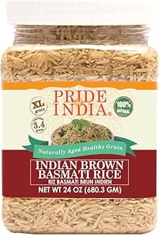 Extra Long Brown Basmati Rice – 1.5 lbs | Aromatic & Naturally Aged 2 Years Long Grain Brown Rice for Biryani, Pilaf, Rice Bowl, Spanish Rice & Vegan Meals | Gluten Free