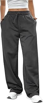 SOLY HUX Girl's Straight Wide Leg Sweatpants Casual High Waisted Baggy Joggers Track Pants Dark Grey 9Y