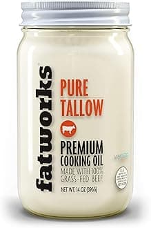 Fatworks Premium 100% Grass Fed, Pasture Raised Beef Tallow, Artisanally Rendered, WHOLE30 Approved, KETO, PALEO, 14 oz.