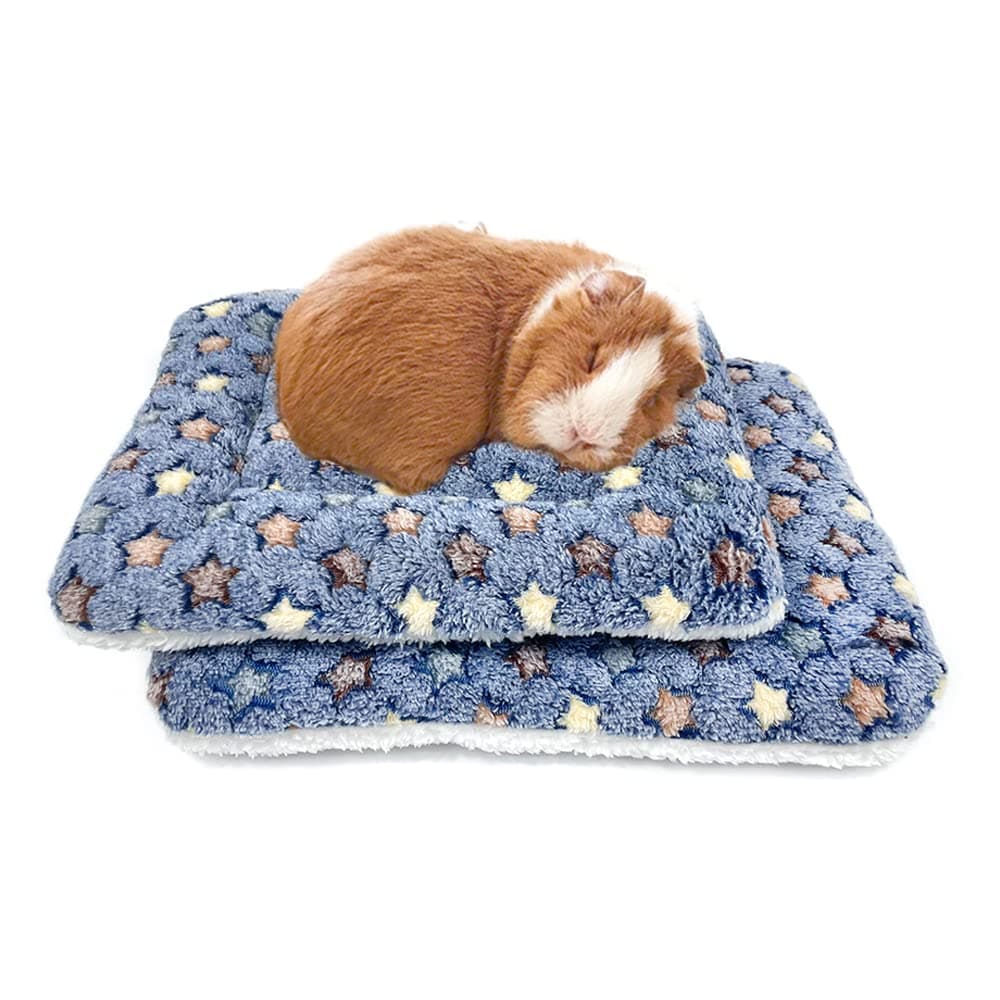 2 Pcs Guinea Pig Bed Mat Washable, Rabbit Winter Bed Pad for Indoor, Warm Small Animal Bed Mattres, Fleece Sleeping Pad for Bunny, Rat, Hedgehog, Sugar Glider, Chinchilla