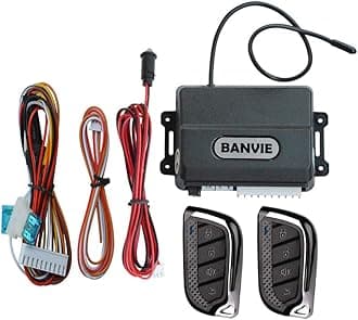BANVIE Car Keyless Entry System with 2 4-Button Remote Controllers, Electrical/Pneumatic Central Door Lock Time Optional, Trunk Release Output Optional