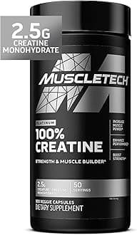 MuscleTech Creatine Monohydrate Pills Platinum 100% Pure Formula Muscle Builder & Recovery Support for Men & Women, 100 Count