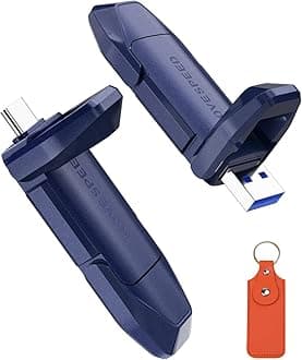 MOVE SPEED 2TB Solid State Flash Drive, 1000MB/s Read Write Speed, USB 3.2 Gen2 & Type C Dual Interface SSD with Keychain Leather Case Thumb Drive for iPhone 15 16 Series/MacBook/Android Phone etc