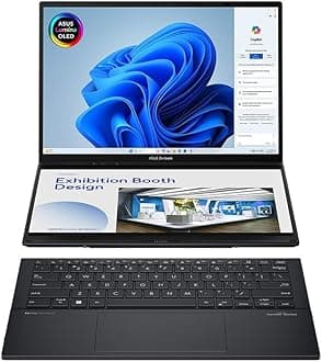 Zenbook Duo 14 OLED UX8406MA 14.0" 120Hz 3K Dual-OLED Touchscreen Laptop (Intel Core Ultra 9-185H, 32 GB RAM, 2 TB SSD, Detachable Keyboard, Windows 11) Intel EVO Certified