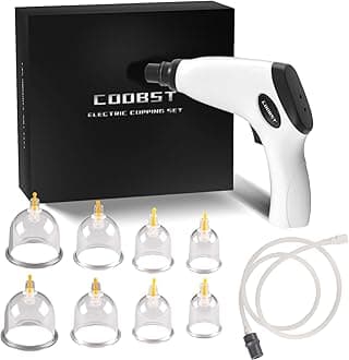 COOBST Cupping Therapy Set, Professional Massage Cupping Set with Pump Gun and Extension Tube, 9pcs Home Cupping Hijama Kit Suction Cup Vacuum Therapy Set for Body Pain Relief-Gray