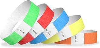 Variety Pack 3/4" Tyvek Wristbands - Red, Orange, Yellow, Green, Blue - 500 Pack Paper Wristbands for Events
