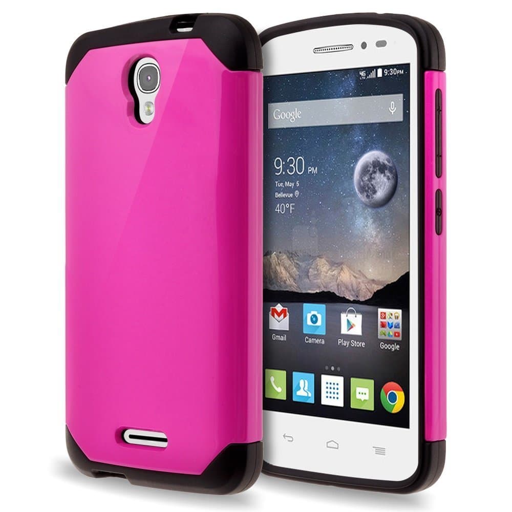 Customerfirst - Alcatel One Touch Pop Astro 5042T Case - Dual Layer Armor Protective Slim Hybrid Case For Alcatel Onetouch POP Astro - Hot Pink - Includes Key Chain Flash Light (HYBRID HOT PINK)