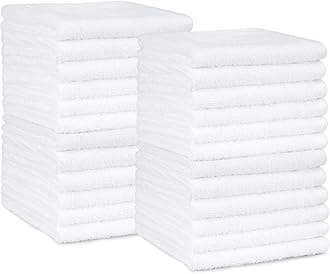 amazon basics Cotton Face Towel - 448 GSM - Pack of 24, White