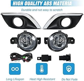 ILAMP Fog Lamps Assembly with Bulb Compatible with 2015-2019 Nissan Sunny/Versa,Fog Lights with Covers Harness Switch Kit Replacement for Left&Right Side Fog Lights Assembly 2Pcs