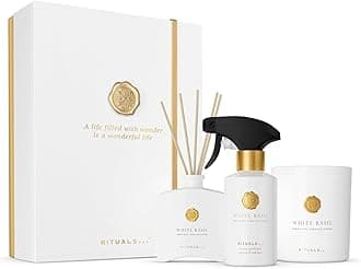 White Basil L Gift Set - 3 Luxury Room Fragrances from the Private Collection - Aromatherapy Gift Box with Room Fragrance, Scented Candle and Reed Sticks