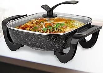 Multi Cooker,electric hot pot,Multifunctional for Shabu-Shabu, Stir Fry, Noodles, Pasta, Nonstick Frying Pan for Sauté, Dual Power Control Ramen Cooker for Dorm and Office,（Black）