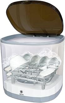 Goshyda Countertop Dishwasher, 4L Portable Automatic 360° Omni Mini Dishwasher, USB Rechargeable Tea Cup Washing Machine with Internal Cup Holder, for Home Office