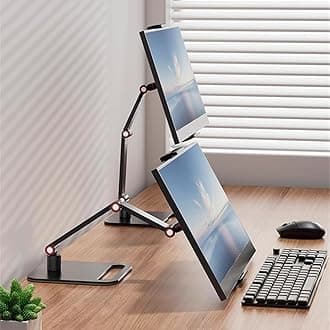 Portable Monitor Holder for 12-17.3 Inch Screen Desk Holder Metal Stand 16 Inch Universal Expandable Display Base 12.9inch Tablet Stand Adjustable Portable Monitor Desktop Clamp Stand