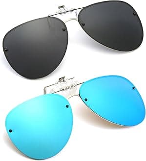 YAMEIZEPolarized Lens Clip on Sunglasses - Anti-Glare Pilot Glasses for Women Men Flip Up Rimless Clip Eyewear Driving Travelling Outdoor…