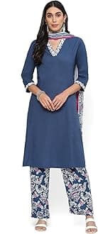 BIBA Women Cotton A-Line Kurta Palazzo Suit Set