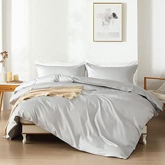 homebox Cotton Duvet Cover Set - 100% Egyptian Cotton Grey Bedding Set Queen Size - 1200 Thread Count Breathable and Soft Duvet Cover Set for All Seasons(King, 90x104'')