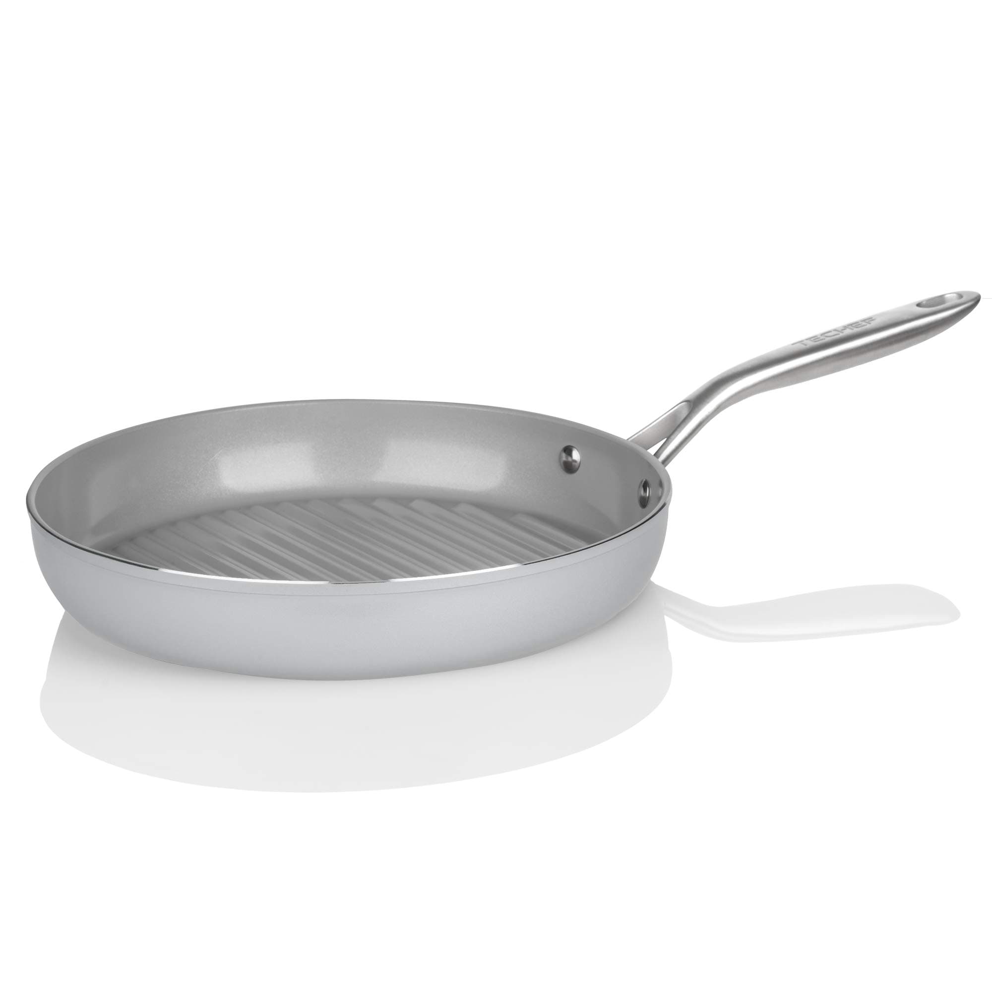 TECHEF - CeraTerra Collection, 12" Ceramic Nonstick Grill Pan (PTFE, PFAS, and PFOA Free), Made in Korea (12-in Grill Pan)