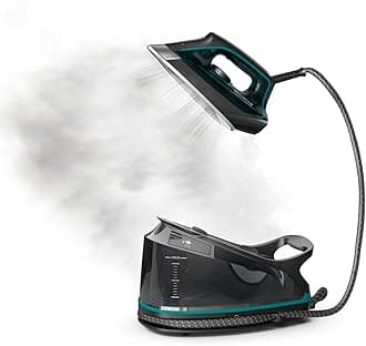 Rowenta Iron for Clothes, High Pressure Steamer Iron with Boiler System, 400 Steam Holes, Vertical Steaming, 37oz Tank, Stainless Steel Soleplate, Auto-Off 1800 watts, Black Green, DG7626