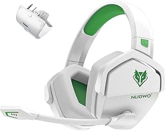 NUBWO G06 Wireless Gaming Headset with Microphone for Xbox, PS5, PS4, PC - 23ms Low Latency Audio - 100-Hour of Playtime - 50mm Drivers (White-Green)