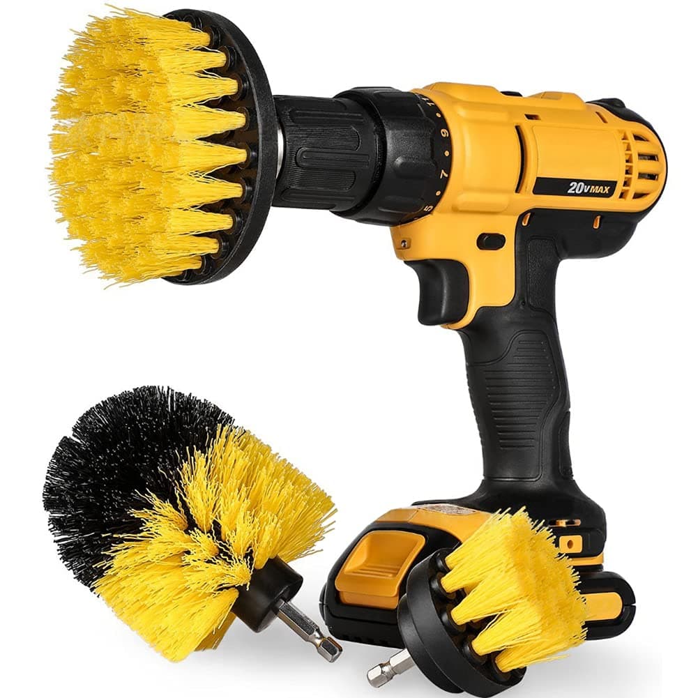 [3 Pack] Auto Detailing Drill Brush Set, Wheel Cleaner Brush, Car Cleaner Wash Brush Supplies Kit Fit Tire, Car Mats, Floor Mat, Bathroom and Auto Power Scrubber Brush Cleaning Sets