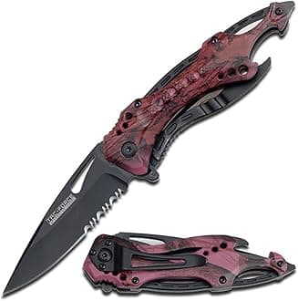 Tac-Force Folding Pocket Knife, 3.25-inch Serrated Blade, Camo Aluminum Handle, 7.75-inch Overall Length TF-705PC