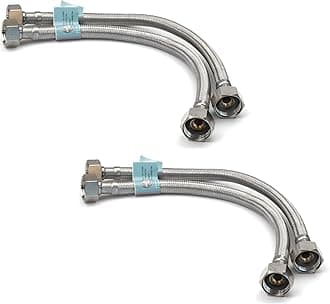 Flexible Hose Pipe 2 Pairs, 1/2" x 1/2" BSP 300mm Stainless Steel Flexi Pipes, Rust-Free Corrosion Resistant Monobloc Tap Connector, Replacement for Kitchen Sink & Bathroom Basin