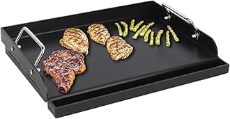 Universal Flat Top Griddle for Gas/Electric/Charcoal Grill/Stove Top BBQ Griddle Inserts, 17" x 13" Skillet for Weber Charbroil Camp Chef Nexgrill Pan Plancha Para Cocinar for Outdoor, Carbon Steel