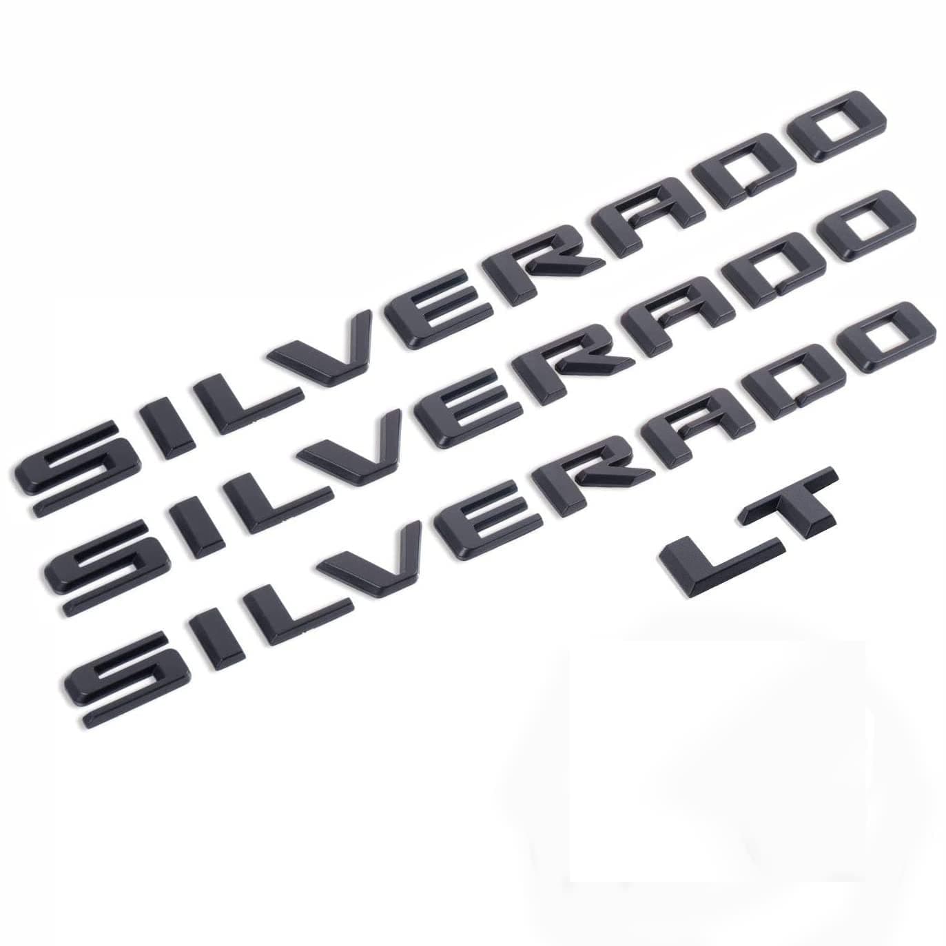 2019-2025 OEM 3pack Silverado Plus LT Emblems 3D Letters Badges Compatible with for Silverado Parts 84300948 Glossy (Black)