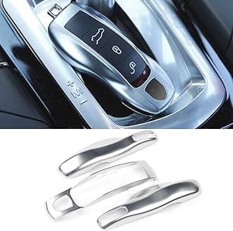 3PCS Remote Key Covers Compatible with Porsche, Glossy Silver Key Fob Shell Cover Painted Keyless Entry Skin Protectors (Compatible with:Porsche Boxster Turbo Cayenne Panamera Macan Cayman 911)