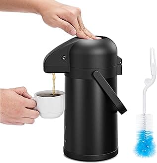 Airpot Coffee Carafe for Keeping Hot - 64 OZ/ 2.0L Coffee Dispenser with Pump - Insulated Stainless Steel thermal carafe for Hot Drinks Water Tea Chocolate - Hot Beverage Dispenser for Parties